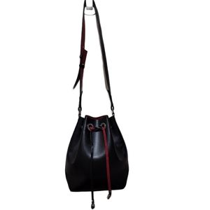 Zara Faux Leather Black Drawstring Crossbody Bag